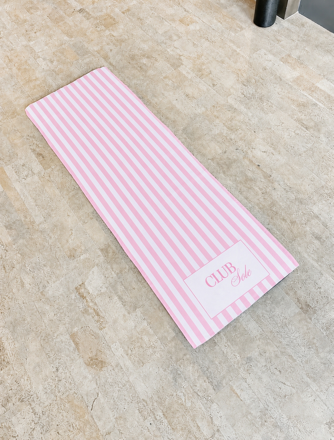 Pink Striped Pilates Mat Towel