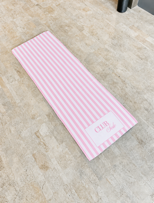 Pink Striped Pilates Mat Towel